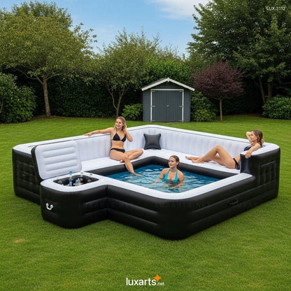 Inflatable Pool with Integrated Lounge and Cooler